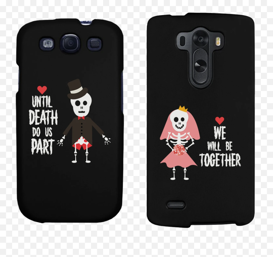 Skeleton Wedding Black Matching Couple Phone Cases Halloween Gifts - Matching Couple Phone Case Emoji,Find The Emoji Wedding