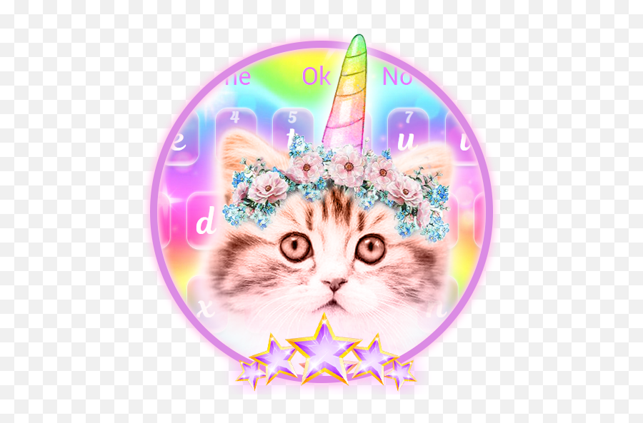 Download Colorful Unicorn Kitty Keyboard Theme For Android - Kitten Emoji,Peach Emoji Hat
