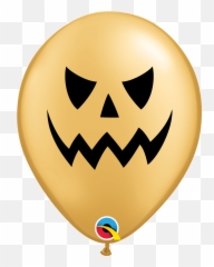 Gold Halloween Pumpkin Face Latex - Balloon For Emoji