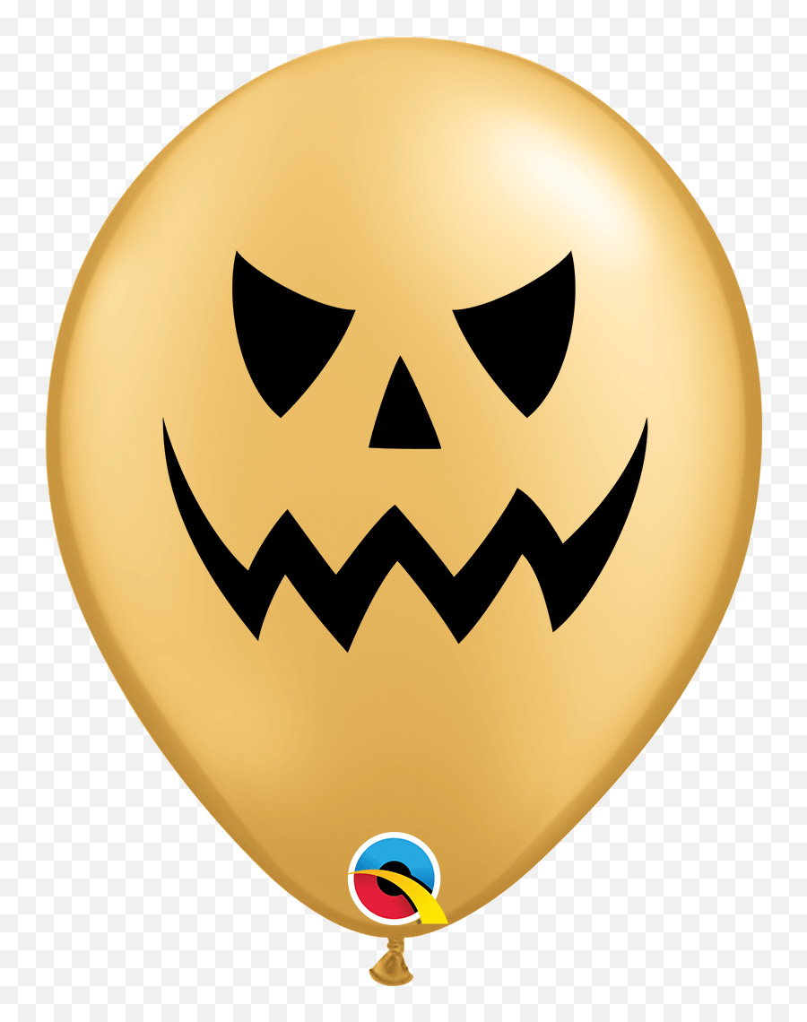 Gold Halloween Pumpkin Face Latex - Balloon For Halloween Emoji,Pumpkin Emoticon For Facebook