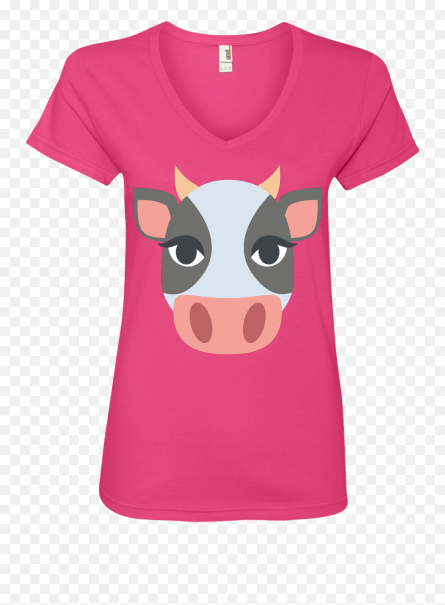 Cow Face Emoji Ladies V,Cow Face Emoji