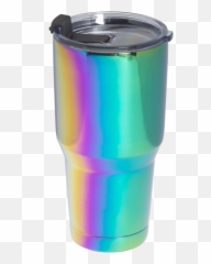 30oz Stainless Rainbow Tumbler - Hand Drum Emoji