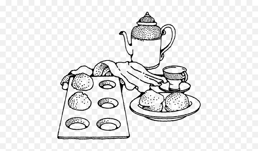 Pot Of Coffee And Muffins Vector Clip Art - Breakfast Clip Art Free Black And White Emoji,Honey Pot Emoji