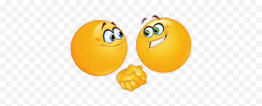 Two Emoticons Shaking Hands - Handshake Emoji,Shaking Hands Emoji
