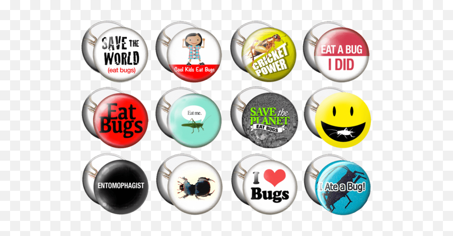 12 Entomophagy Buttons - Ate A Bug Emoji,L Emoticon