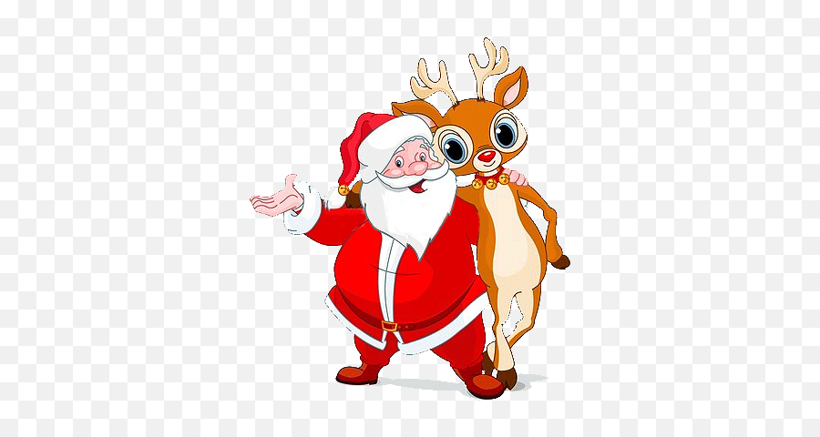 Santa Reindeer Pictures Free - Santa Reindeer Clipart Emoji,Sleigh Emoji