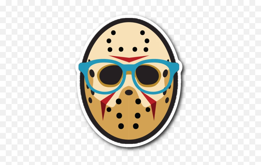 Horror Nerd Vinyl Decal Sticker - Goaltender Mask Emoji,Horror Emoticon