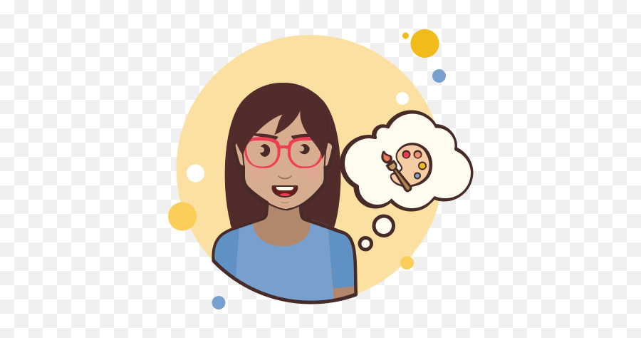 Brunette Girl Art Palette Icon - People Thinking Icon Png Emoji,Paint Palette Emoji