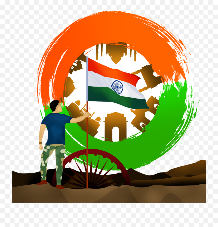 Indian Flag Flying Republic Day - Colorpngfile Free Png Indian Flag Independence Day Emoji,Indian Flag Emoji