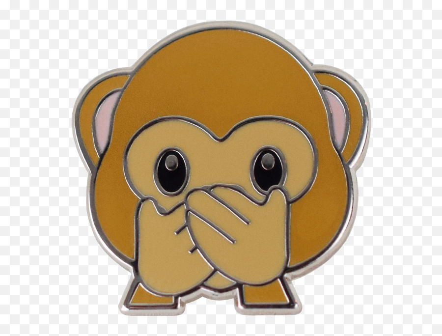 Download Speak No Evil Monkey Emoji Pin - Cartoon,Monkey Emoji