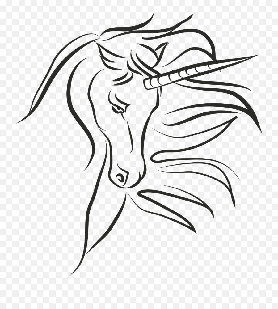 Unicorn Line Drawing Free Download On Clipartmag - Imágenes Caras De Unicornio Para Colorear Emoji,Unicorn Emoji Black And White