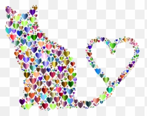 Cat 2 Silhouette Heart Tail Hearts 5 - Cat And Hearts Clip Art Emoji,Surfer Hand Emoji
