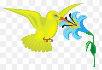 Free Yellow Flower Flower Vectors - Hummingbird With Flower Cartoon Emoji,Butterfly Emoji