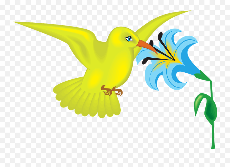 Free Yellow Flower Flower Vectors - Hummingbird With Flower Cartoon Emoji,Butterfly Emoji