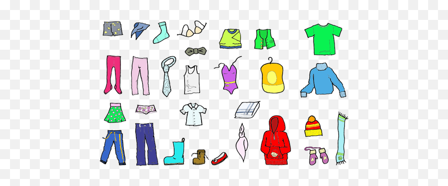Vector Illustration Of Colored Clothing - Clothing Items Clipart Emoji,Emoji Website Clothing