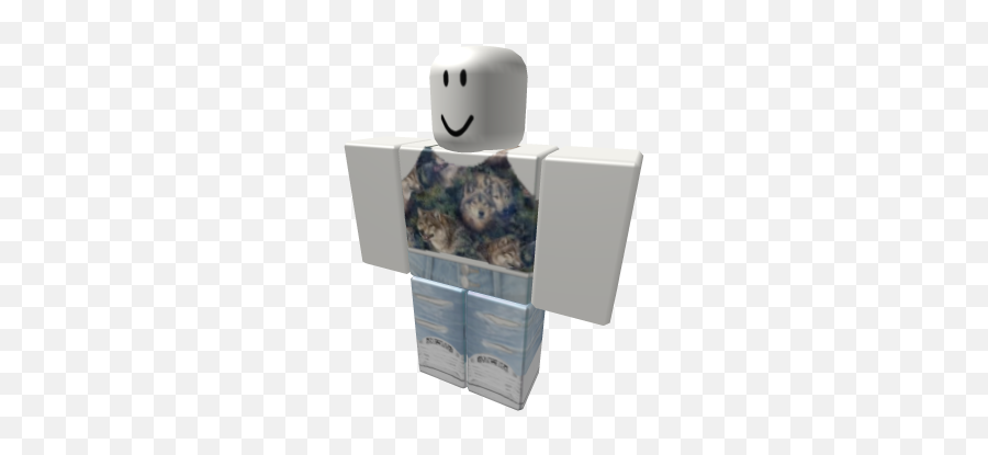 Wolf Tank Top W Ripped Jeans - Roblox Outfits Girl Emoji,Wolf Emoticon
