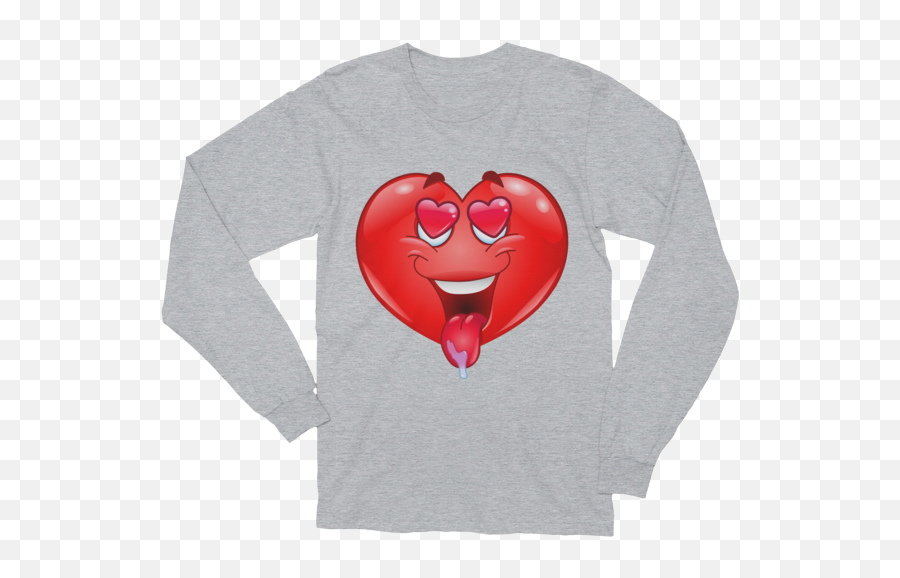 Unisex In Love Heart Emoji Long Sleeve T - Shirt Custom Unisex Long Sleeve Shirt,Gray Heart Emoji