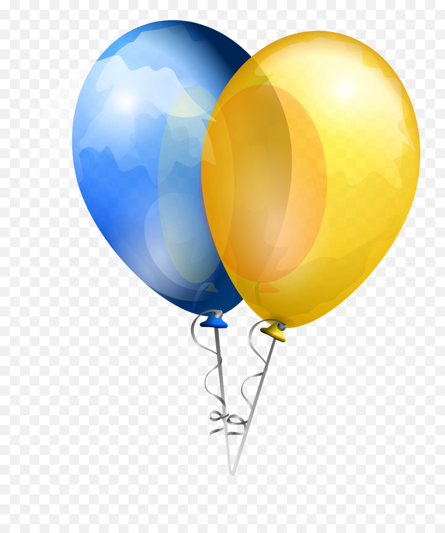 Balloons Helium Party Decoration Blue - Blue And Yellow Balloons Clipart Emoji,Emoji Happy Birthday Message