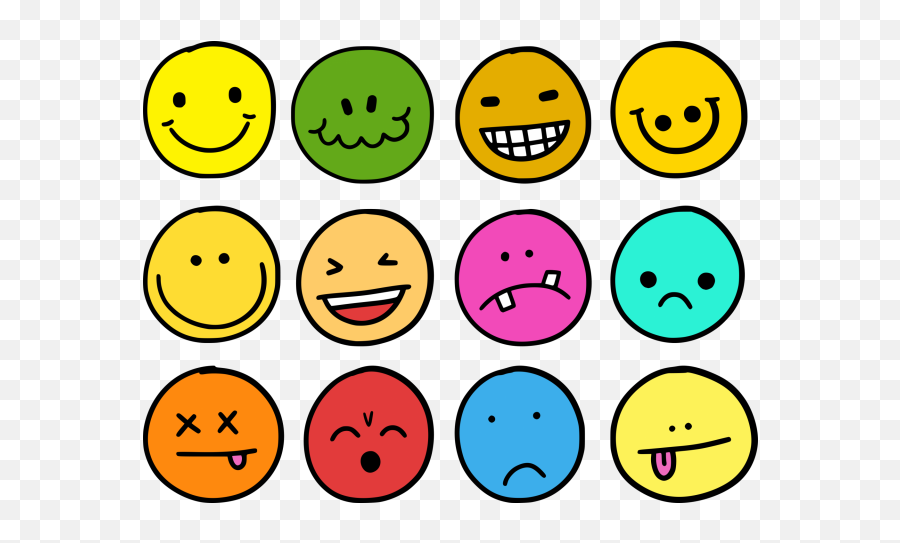 Colour Emoticon Doodles Free Stock Photo - Public Domain Emoji Doodle,=) Emoticon