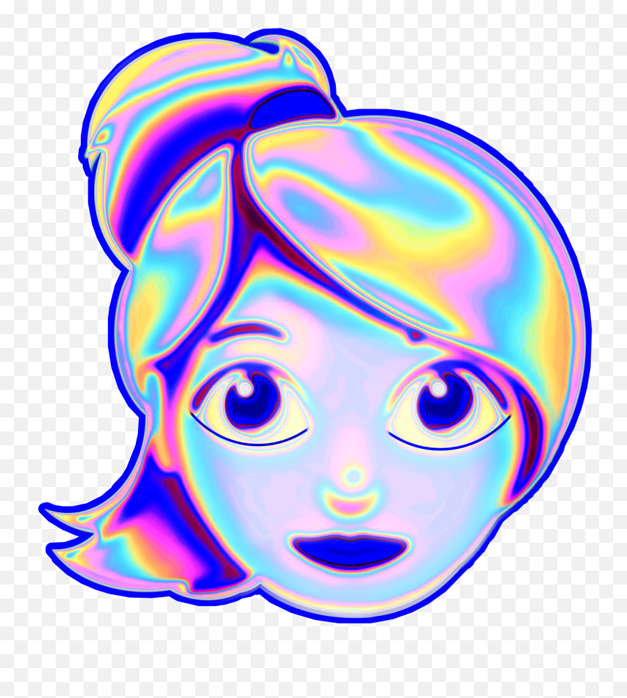 Girl Emoji Ponytail Holographic - Clip Art,Ponytail Emoji