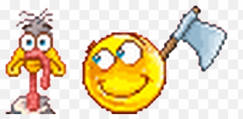Clip Art Animation Of Emoticon With Axe Looking At Turkey For Thanksgiving - Smiley Emoji