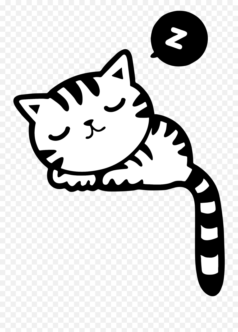 Sleeping Kitty Vector Clipart Image - Kitty Cat Clipart Black And White Emoji,Cute Emoticons