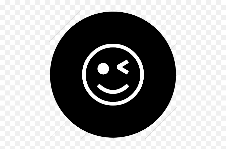 Iconsetc Flat Circle White On Black Classic Emoticons - Circle Emoji,Emoticons Winking