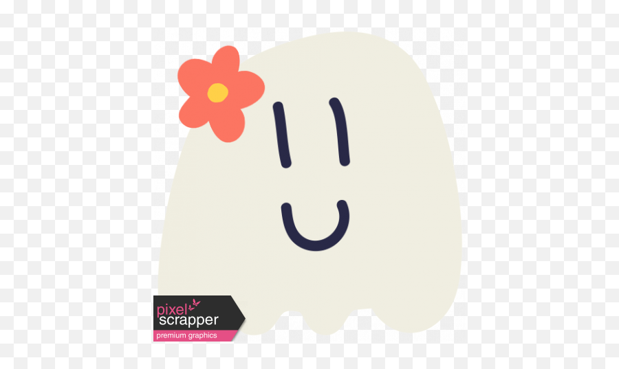 Kawaii Halloween Ghost 002 B With Flower Graphic - Clip Art Emoji,Flower Emoticon