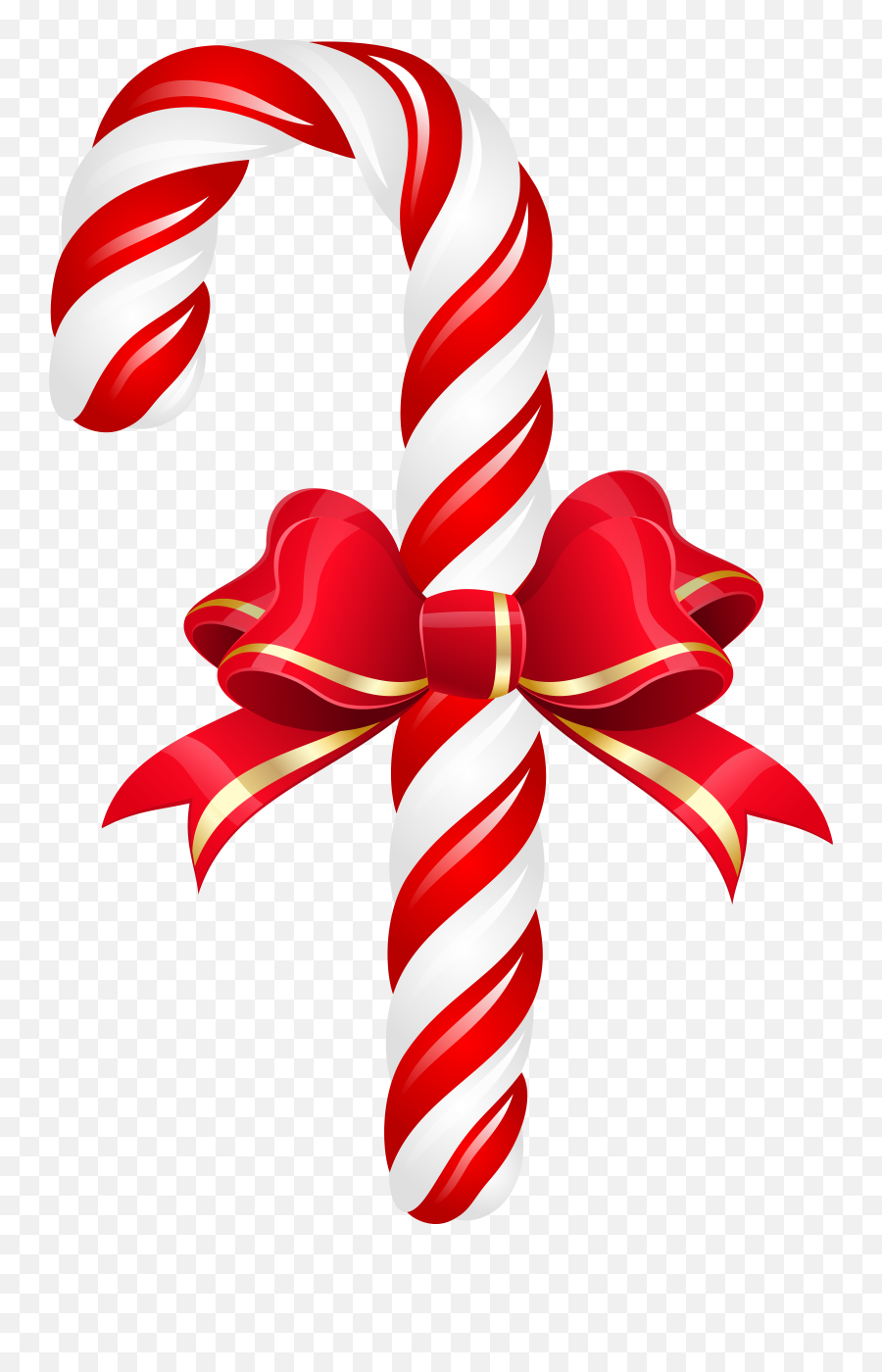 Candy Cane Clipart With Bow - Candy Cane With Ribbon Emoji,Cane Emoji