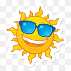 Heavy Metal Devil Horns White Line Sticker By Fizzgig Design - Sun With Shades Emoji