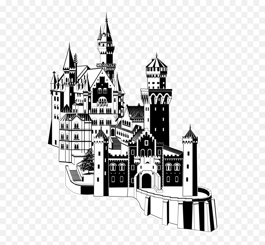 Castle Clip Black And White Transparent U0026 Png Clipart Free - Neuschwanstein Castle Png Emoji,Emoji Castle And Book