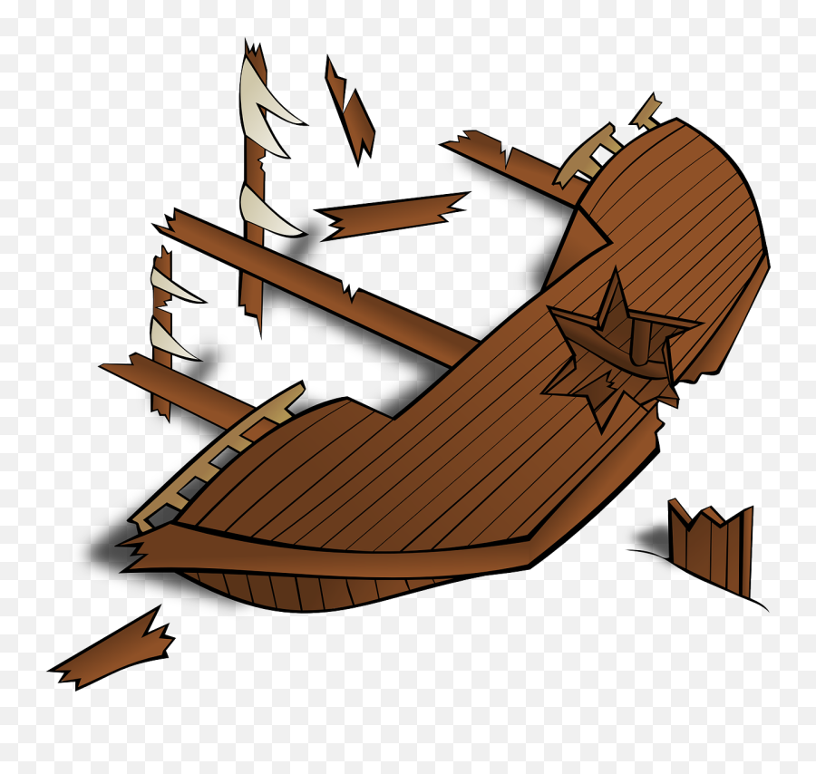 Wreck Ship Sunken Cracked Broken - Shipwreck Clipart Emoji,Sinking Ship Emoji