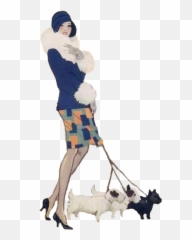 Dog Walk Walking Lady Retro Vintage - Photo Shoot Emoji