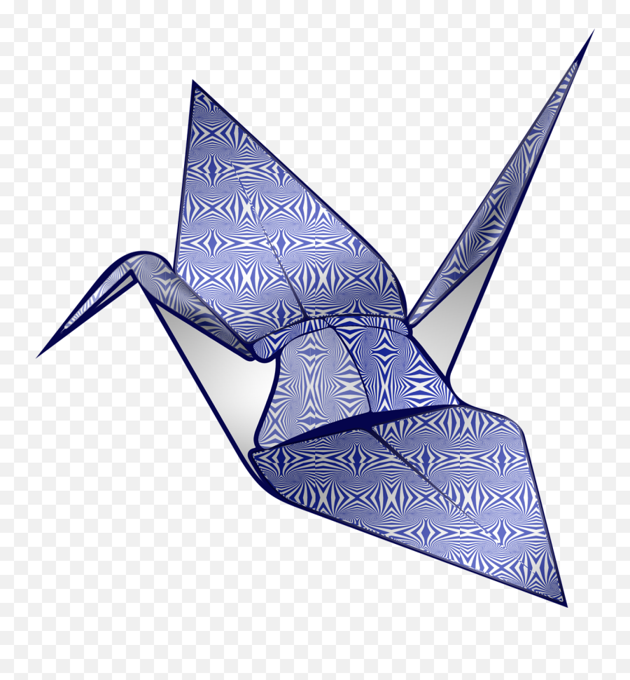 Origami Blue Op Art Crane Free Pictures - Art Emoji,Airplane Paper Emoji