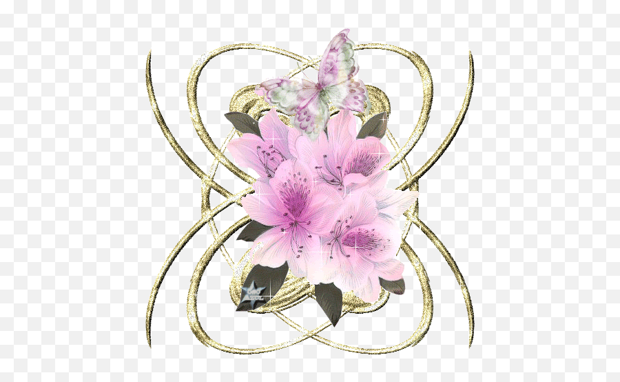 Glitter Flowers And Butterlfy Animated Gif 10318 - Flores Gif Brillante Emoji,Bouquet Emoji