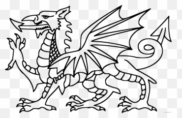 Dragon Outline Coloring Pages Stylised - Welsh Flag To Colour Emoji
