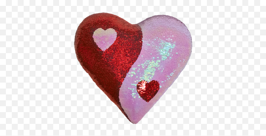 Ying Yang Reversible Sequin Pillow - Heart Emoji,Pink Emoji Pillow