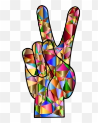 Clipart Peace Sign Hand Png - Colorful Emoji