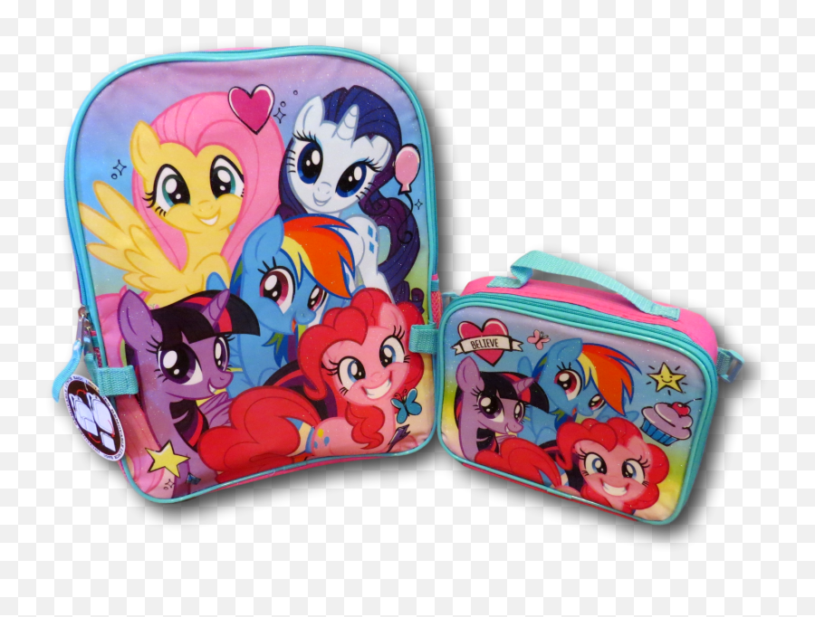 My Little Pony School Backpack Lunch Box Set Rainbow Girls - Mlp Backpack Transparent Png Emoji,Emoji Lunch Box