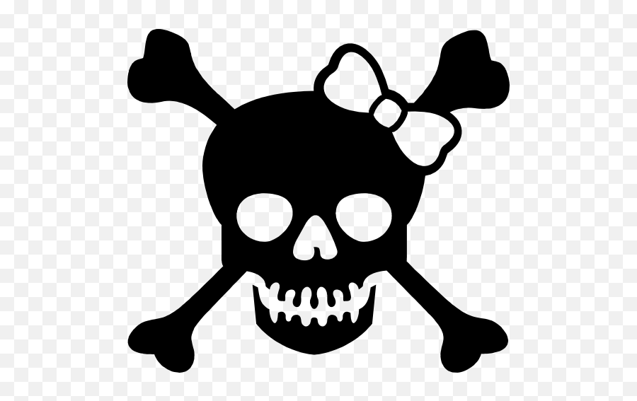 Skull And Crossbones With Bow Sticker - Skull And Crossbones Transparent Emoji,Skull And Bones Emoji