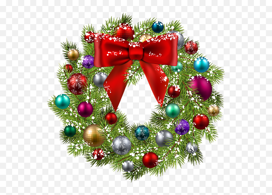 Christmas Wreath Ornaments Bow - Transparent Christmas Wreaths Clipart Emoji,Christmas Wreath Emoji