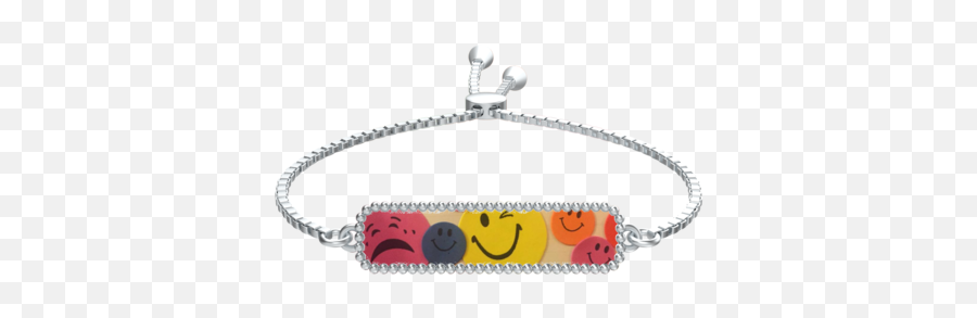 Kayas Emojis Slider Bracelet In Silver - Skating Silver Bracelet,Ace Of Spades Emoji