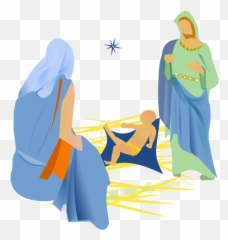 Vektorgrafikken Tolkning Av Julekrybbe - Jesus Mary And Joseph Png Emoji