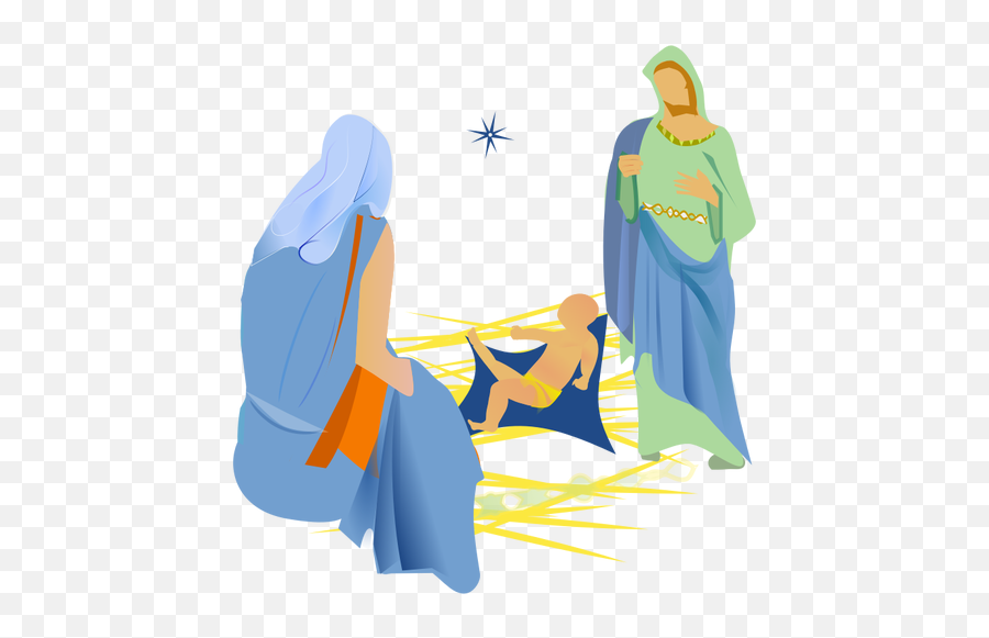 Vektorgrafikken Tolkning Av Julekrybbe - Jesus Mary And Joseph Png Emoji,Jesus Emoticon