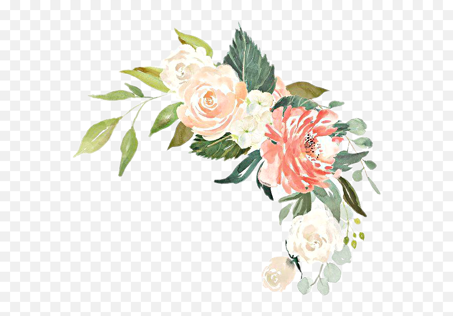 Watercolor Flowers Floral Bouquet Arrangement Blush Pea - Cream Rose Watercolor Png Emoji,Bouquet Of Flowers Emoji