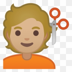 Stedn svtlý odstín pleti osoba u kadeníka emoji klipart - Niño Cortandose El Pelo Dibujo