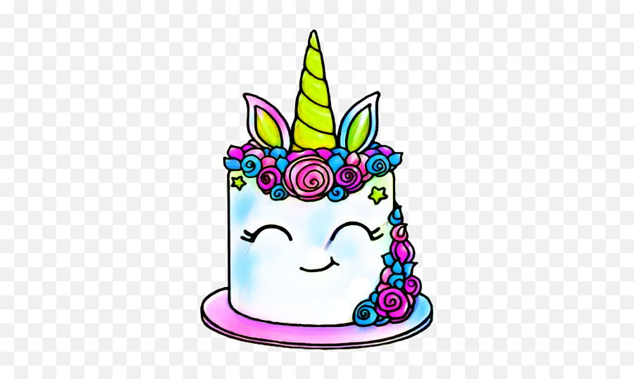 Cute Kawaii - Unicorn Birthday Cake Drawing Emoji,Unicorn Emoji Cake