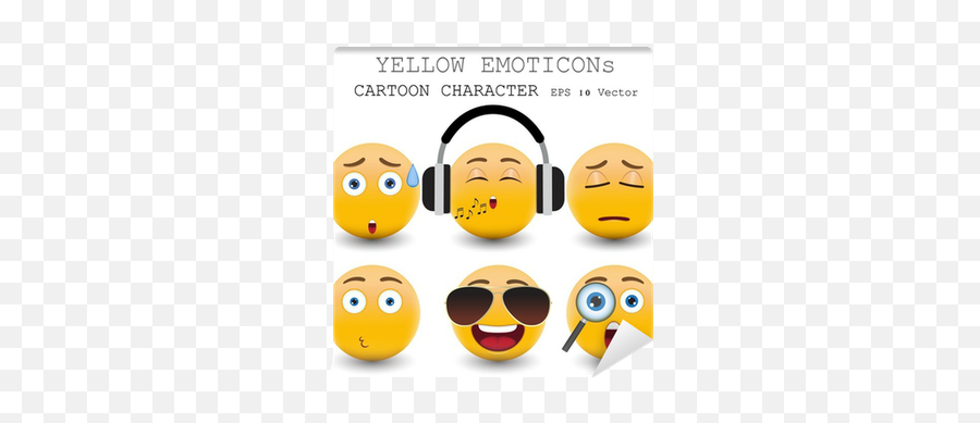 Yellow Emoticon Cartoon Character Eps 10 Vector Wall Mural U2022 Pixers - We Live To Change Six Smiley Face Emoji,Character Emoticons