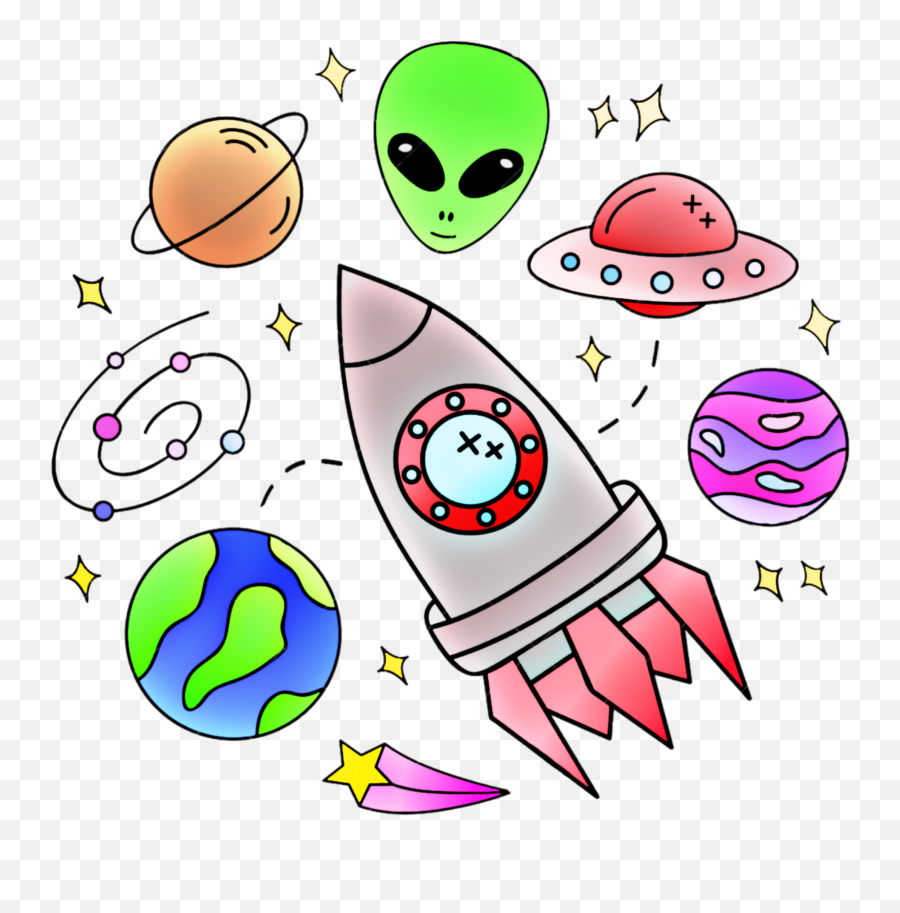 Alien Rocket Spaceship Astronautspace - Cute Outer Space Drawings Emoji,Alien And Rocket Emoji