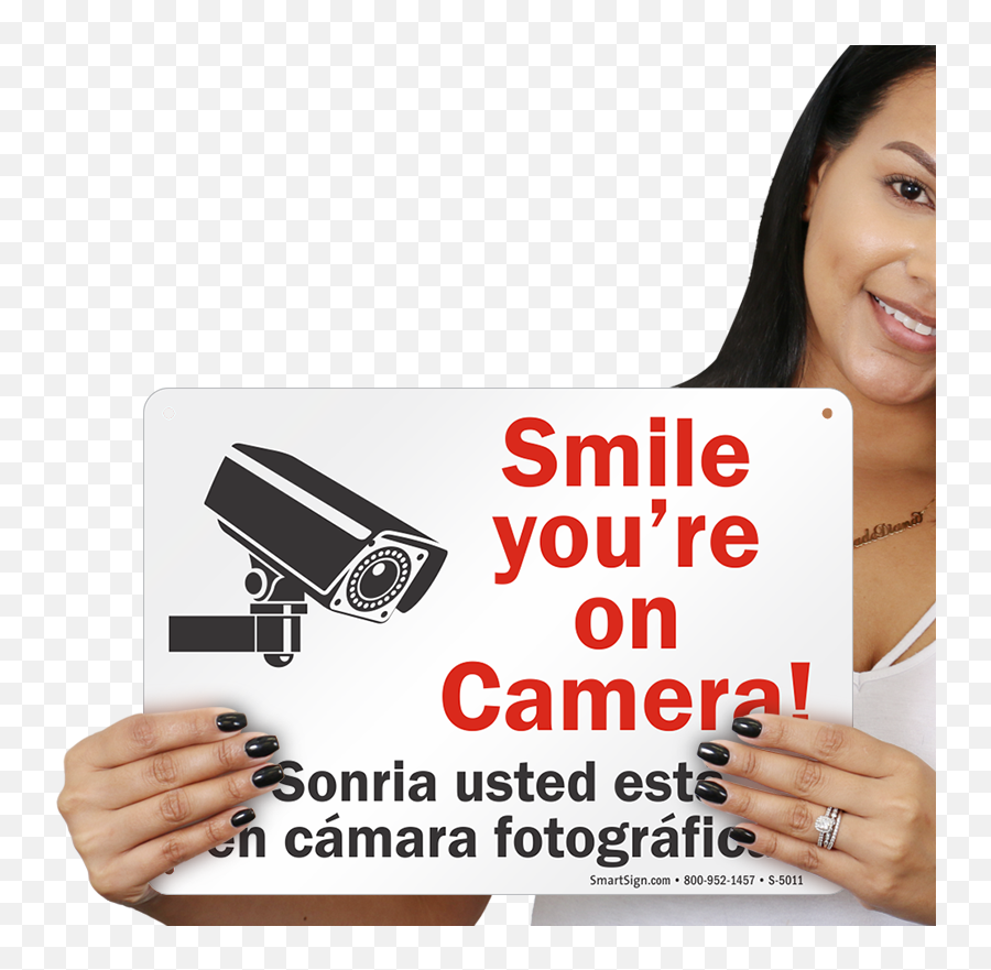 Download Hd Bilingual Smile Youu0027re On Camera Sign - Girl Emoji,Camara Emoji